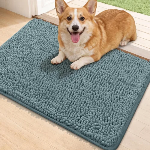 Miniatura 19 de Bcoimo Tapete súper absorbente para puerta de perro, 30 x 20 pulgadas, tapete antideslizante para patas fangosas, alfombras para mascotas para patas