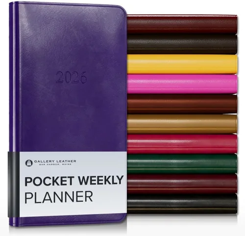 Miniatura 82 de Gallery Leather Agenda semanal y mensual grande 2025-2026, agenda y cuaderno con elegantes bordes de página dorados dorados, 12 meses, cactus Cactus