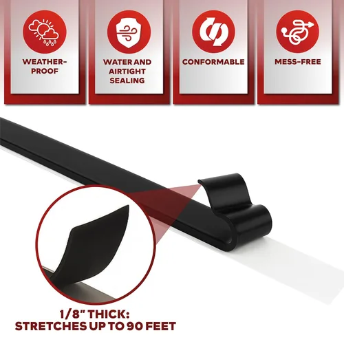 Miniatura 3 de XFasten Cinta de butilo negra, 1/2 pulgada x 30 pies x 1/8 pulgadas, fácil de trabajar con cinta selladora de butilo automotriz, calafateo de goma
