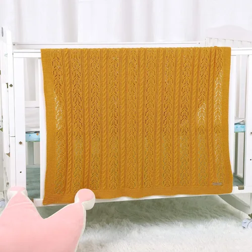 Miniatura 6 de LAWKUL Mantas neutrales de algodón para bebé, manta de recibimiento para bebé, manta para bebé, manta de bebé recién nacido, color amarillo