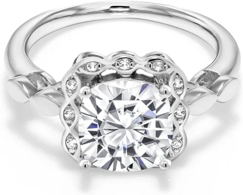 Miniatura 60 de Gem Stone King Anillo de compromiso de plata de ley 925 de 0.315 in con piedra natal y zafiro blanco creado Anillo de compromiso de boda