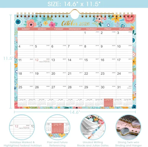 Miniatura 3 de Calendario 2026-2027 – Calendario de pared 2026-2027 con 18 meses, de julio de 2026 a diciembre de 2027, 14.6 x 11.5 pulgadas, encuadernación
