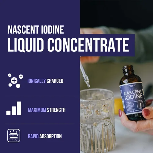 Miniatura 2 de Suplemento de yodo Nascent 400 porciones, botella de vidrio, vegano, 1800 mcg - 600 mcg por gota - Color puro y transparente - Apoya la salud