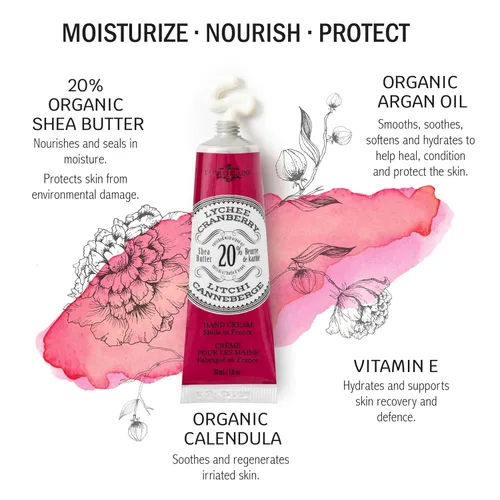 Miniatura 2 de La Chatelaine Crema de manos con manteca de karité al 20% tamaño de viaje, aceite de argán orgánico, hidratante, nutritiva, reparadora, loción