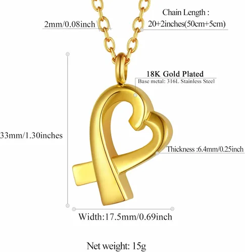 Miniatura 86 de FindChic Collares personalizados con urna para cenizas, barra vertical, gato, luna, reloj de arena, garra de perro, acero inoxidable, chapado en oro