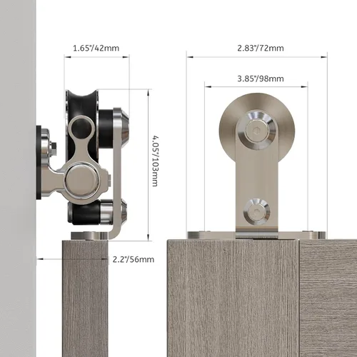 Miniatura 6 de CCJH Kit de herrajes para puerta de granero con riel deslizante de acero inoxidable de 4 pies/48'' para puerta individual de servicio pesado