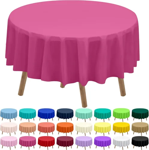 Miniatura 8 de Paquete de 2 manteles de plástico desechables de 84 pulgadas de color azul aguamarina, manteles circulares para baby shower, baby shower, PEVA, azul