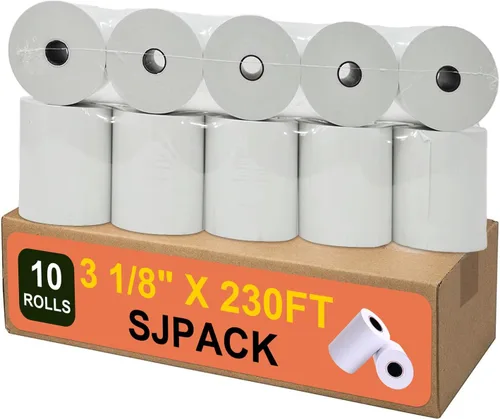 Miniatura 14 de SJPACK Rollo de papel térmico de 2-1/4" x 50'-200 paquetes de papel de recibo POS, adecuado para cajas registradoras, terminales de tarjetas