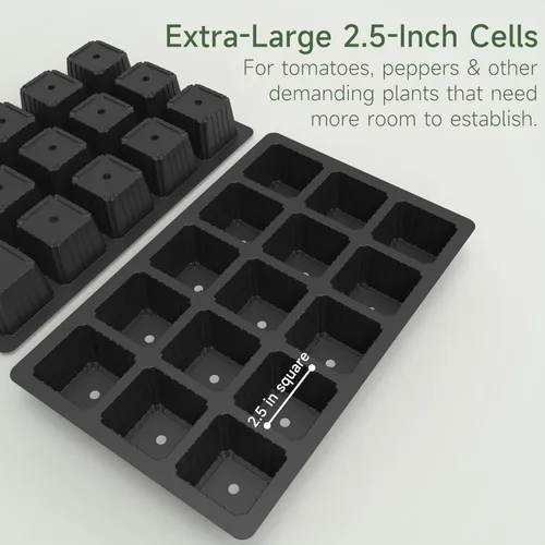 Miniatura 4 de Gardzen Paquete de 10 kits de iniciación de semillas, bandejas reutilizables para germinación de plantas con un total de 150 celdas, bandeja