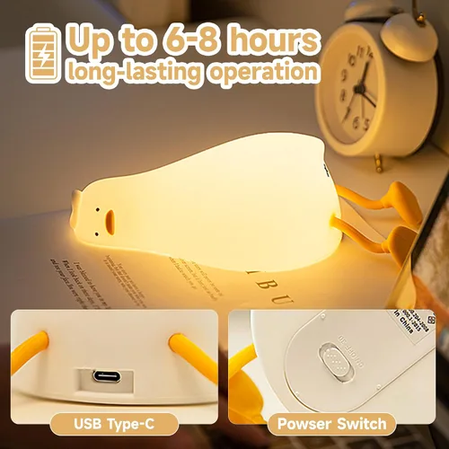 Miniatura 3 de Linda luz nocturna de pato, pollo, conejo, panda, lámpara LED blanda de animales novedosos para bebés y niños pequeños, cuarto de bebé