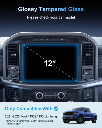 Miniatura 2 de BIXUAN Para Ford F150 y F150 Lightning 2021-2026 (XL/XLT/STX/Lariat/King Ranch/Platinum/Limited/Tremor/Raptor) Protector de pantalla táctil de 12