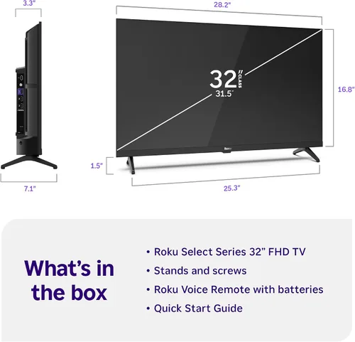 Miniatura 9 de Roku Smart TV 2025 - Serie Select de 32 pulgadas, TV Full HD 1080p - Roku TV con control remoto por voz - Televisión LED de pantalla plana con Wi-Fi