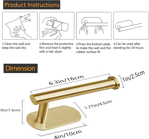 Miniatura 7 de JOPOFI Portapapel Higiénico - Portapapel Higiénico Autoadhesivo de Montaje en Pared para Baño, Acero Inoxidable SUS 304 Tira Adhesiva Portarrollo