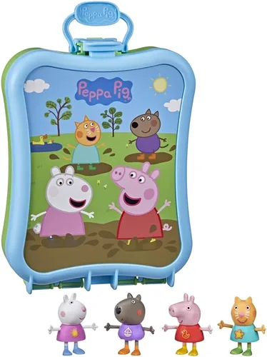 Peppa Pig Peppa's Carry-Along Friends - Juego de 4 figuras con estuche de transporte, juguetes preescolares para aula, regalos de regreso a clases
