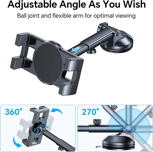 Miniatura 5 de Soporte para tablet para coche, soporte para iPad para coche【Parabrisas+Salpicadero】Ventosa para iPad para camión Soporte【360° 】Soporte para tablet