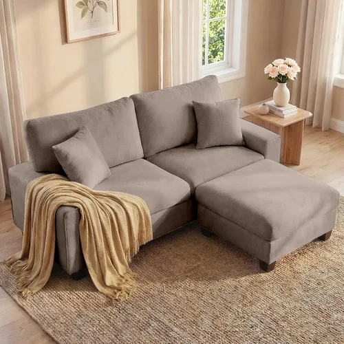 Miniatura 26 de DOPEDIO Sofá biplaza moderno para sala de estar, sillón reclinable de chenilla, funda extraíble, cojines de resorte, marco de madera maciza, fácil