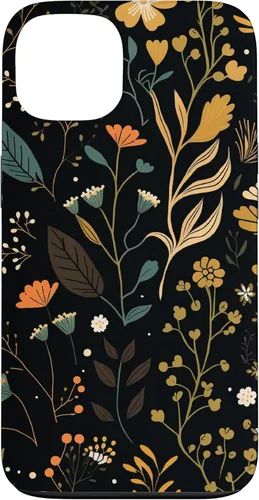 Miniatura 7 de Funda negra para iPhone 12/12 Pro con diseño floral, estética, simple, bohemio, moderno, flores botánicas