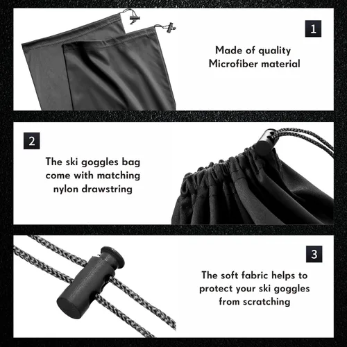 Miniatura 5 de Flutesan Bolsa de almacenamiento de juguetes, bolsa de microfibra para gafas de sol, bolsa plegable con cordón ajustable (7 x 9.8 pulgadas, negro)