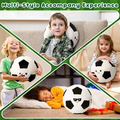 Miniatura 5 de Achwishap Soccer Ball Plush, Cute Sports Ball Stuffed Toy with 3 Facial Expressions, Soft Throw Plushies Pillow for Room Decor, for Boys Girls