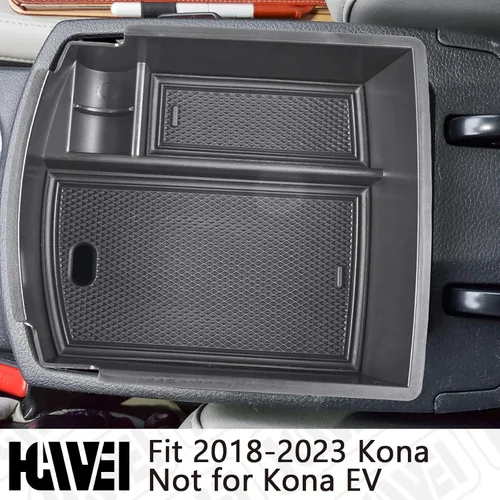 Miniatura 2 de HGWEI Organizador de consola central compatible con Hyundai Kona 2018 2019 2020 2021 2022 2023, accesorios interiores, caja de almacenamiento