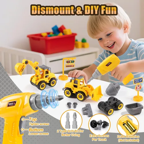Miniatura 2 de LUDILO Juguetes para niños pequeños de 3 a 5 años: Mini ensamblaje DIY STEM juguetes educativos de construcción de camiones de juguete con taladro