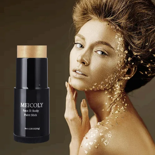 Miniatura 4 de MEICOLY Pintura Dorada en Barra para Cara y Cuerpo (1.06 Oz), Pintura Facial Mezclable en Crema, Resistente al Sudor e Impermeable, Maquillaje palo