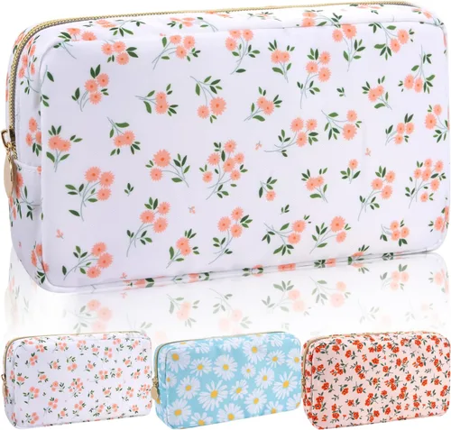 Miniatura 52 de Iqimott Bolsa Grande de Maquillaje de Nylon para Viaje, Bolsa de Cosméticos Preppy Grande Organizadora de Maquillaje de Nylon Bolsa de Artículos