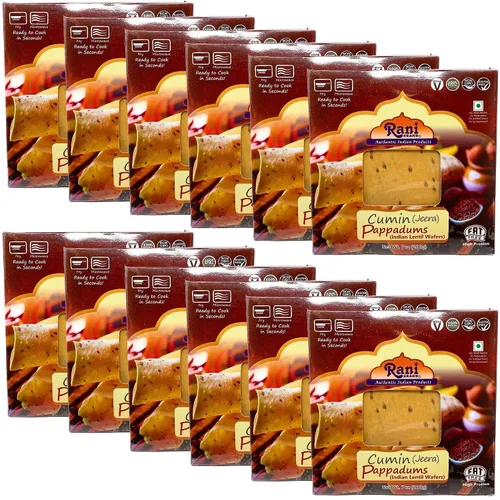 Miniatura 20 de Rani Pappadums (aperitivo de oblea de lentejas indias) Papad de pimienta negra, 7 onzas (7.05 oz) aproximadamente 15 unidades, 7 pulgadas, paquete