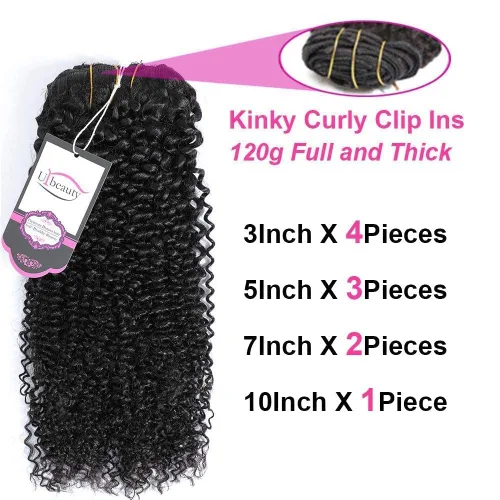 Miniatura 2 de Extensiones de cabello rizado con clip para mujeres afroamericanas, Urbeauty, Extensiones de cabello rizado con clip para cabello humano para chicas