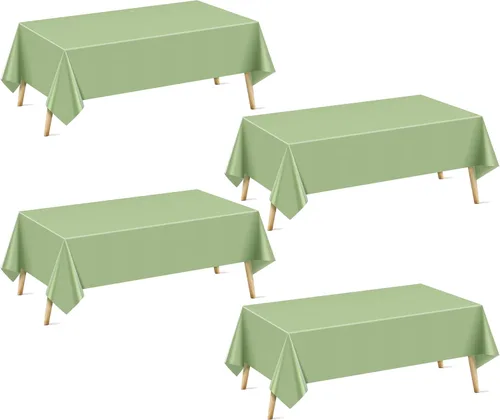 Miniatura 13 de Just Shimmer Mantel rectangular de 4 piezas, 54 x 72 pulgadas, color liso, impermeable y a prueba de derrames, mantel de fiesta duradero