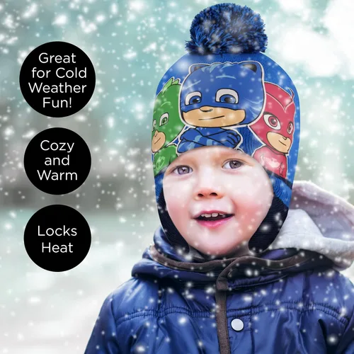 Miniatura 7 de PJ Masks Conjunto de gorro y mitones de invierno para niños, gorro para niños pequeños