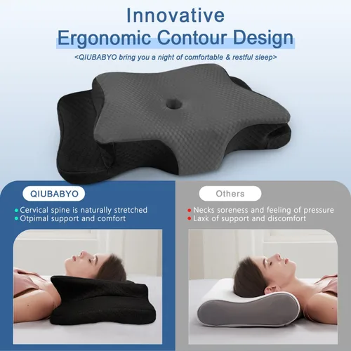 Miniatura 3 de Almohada cervical para aliviar el dolor para el cuello, almohada ergonómica ajustable para dormir acogedor, almohadas ortopédicas de espuma