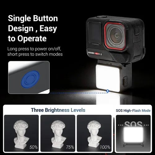 Miniatura 3 de JJC Luz LED para Insta360 Ace Pro 2 accesorios, accesorio de luz de relleno auxiliar magnética, recargable IPX5 impermeable, mini luz de video