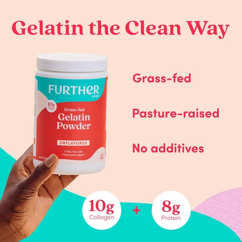 Miniatura 3 de Further Food Polvo de Gelatina Premium – Sin sabor, de cuero de res alimentado con pasto y criado en pastizales, sin OGM, sin azúcar, apto para Keto
