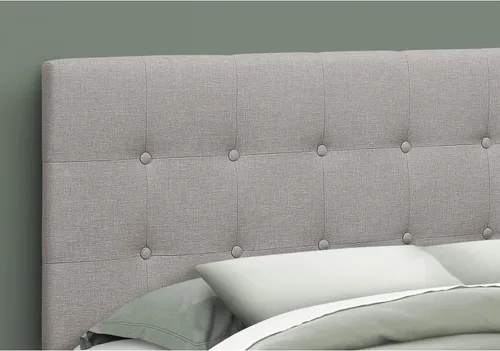 Miniatura 6 de Monarch Specialties I 6003Q - Cama de cabecero solamente, tamaño Queen, dormitorio, tapizada, aspecto de lino, gris, de transición
