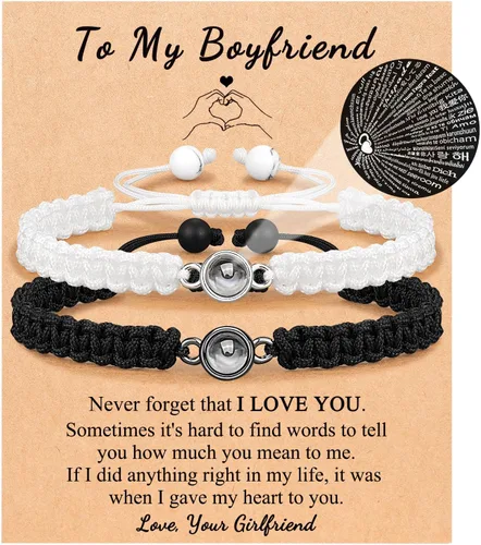 UNGENT THEM Pulseras "I Love You" en 100 Idiomas, Regalos para Parejas para Novio, Novia, Mi Amor, Alma Gemela, Regalo de Aniversario, Día de San