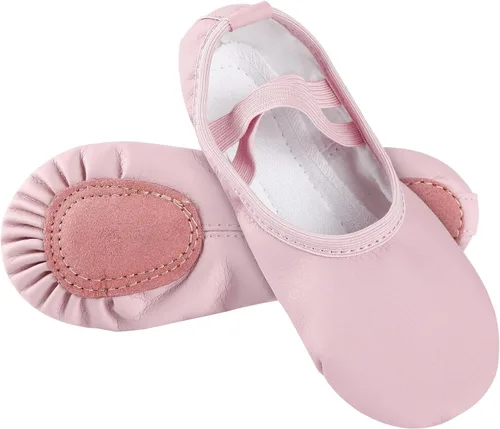 Zapatos de ballet para niñas, zapatillas de ballet de cuero suave sin atar, zapatos de baile para niñas pequeñasniños grandes