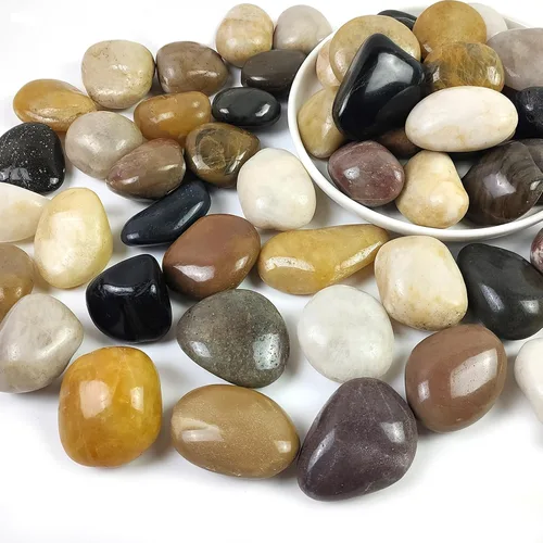 Miniatura 10 de Rocas de río negras pulidas naturales de 1-2.2 pulgadas, guijarros negros pulidos de 20 libras para paisajismo de jardín. Rocas decorativas de río