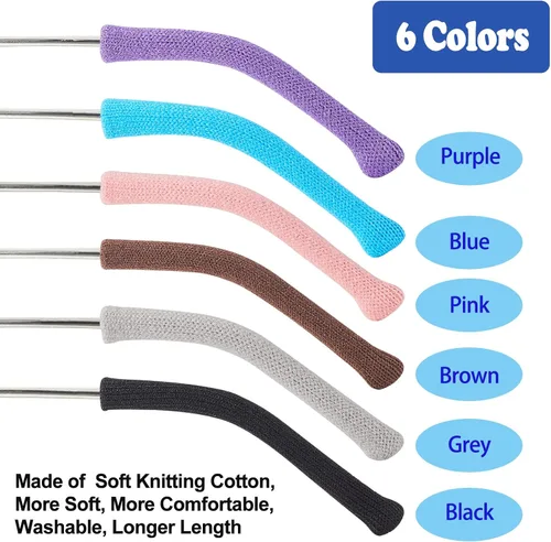Miniatura 4 de Cojín de oreja para lentes de longitud más larga con algodón de punto suave, agarre elástico antideslizante para gafas, puntas de patillas de lentes