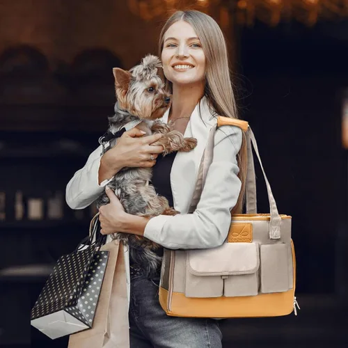 Miniatura 6 de Transportador para Perros, Transportador para Gatos, Transportador para Mascotas, Bolso de Cuero PU Premium Impermeable Plegable de Oxford