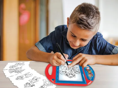 Miniatura 2 de LEXiBOOK Paw Patrol, proyector de dibujo, 4 tampones, 10 plantillas, pantalla de iluminación, 1 bolígrafo incluido, juguete artístico y creativo