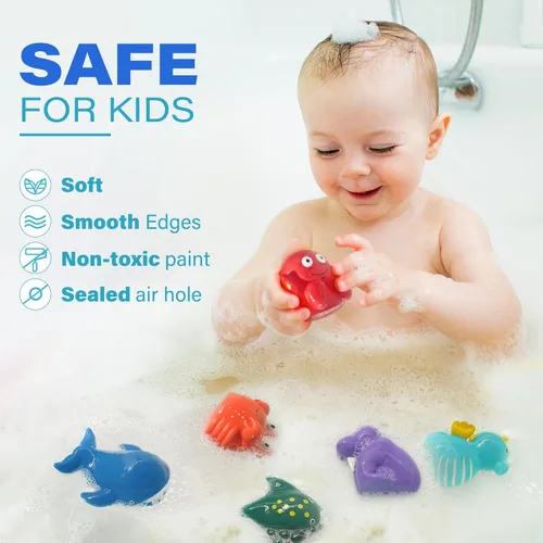 Miniatura 3 de LotFancy Juguete de baño, 8PCS juguetes de baño sin moho para niños de 1 a 3 años, juguetes de baño para bebés sin agujeros para niños pequeños de 2