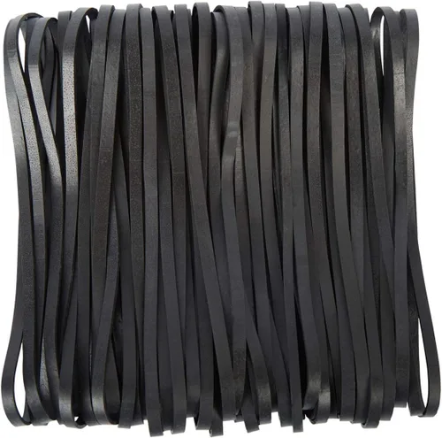 AMUU Bandas de goma grandes negras, paquete de 50 bandas de goma de 8 pulgadas para botes de basura, bandas elásticas para suministros de oficina,