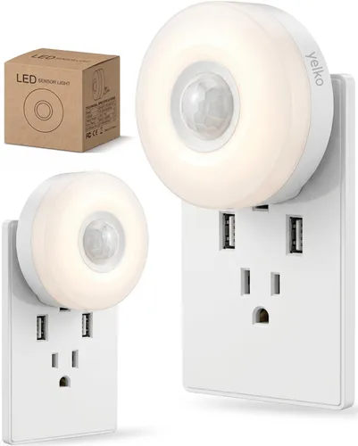 YELKO Luz nocturna con sensor de movimiento: luz nocturna LED antideslumbrante blanca cálida de 3000 K, ultra brillante, acogedora, suave, no