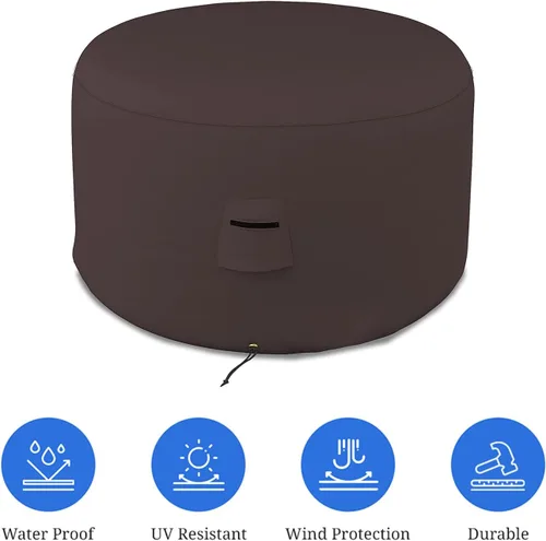 Miniatura 3 de Covers & All Funda otomana redonda, PVC de 12 onzas, impermeable, resistente a los rayos UV y a la intemperie, protector de muebles de jardín