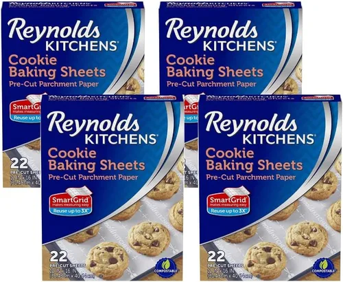 Miniatura 9 de Reynolds Kitchens Hojas para hornear galletas, papel pergamino precortado (22 hojas, paquete de 2)