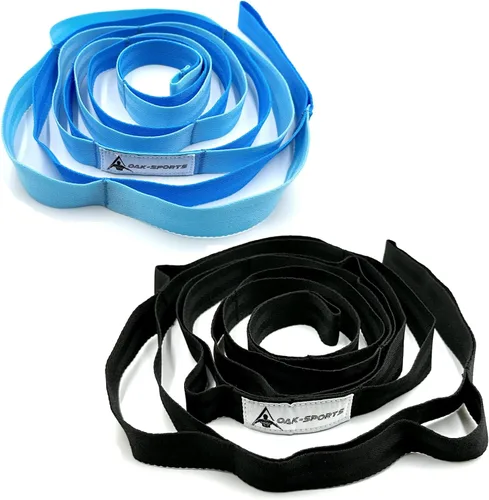 Miniatura 20 de Correa de estiramiento con bucles para yoga, correa de estiramiento para terapia física, correa de ejercicio no elástica para pilates, danza y Negro