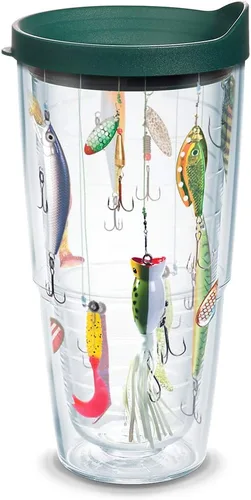Miniatura 14 de Tervis Señuelos de pesca hechos en Estados Unidos, vaso aislado de doble pared para viaje mantiene las bebidas frías y calientes, 16 onzas, clásico