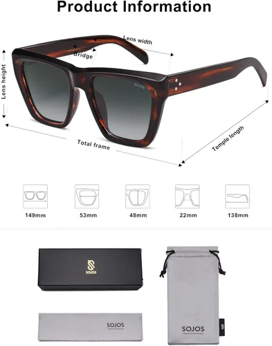 Miniatura 37 de SOJOS Fashion Oversized Square Cat Eye Polarized Sunglasses for Women Trendy Cateye Style Womens Sunglasses SJ2179