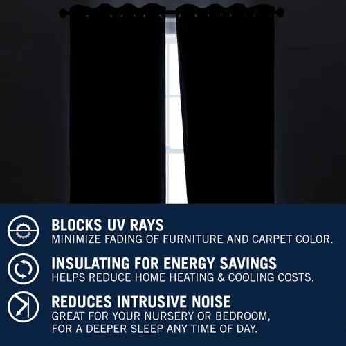Miniatura 5 de Nautica Cortinas opacas para el hogar, Providence Ultimate Blackout Classics, cortinas térmicas de privacidad para dormitorio o sala de estar, juego